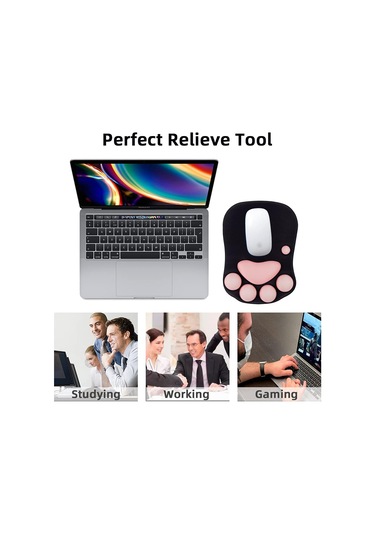 Kedi Ayağı Ve Bilek Desteğine Sahip Mouse Pad, Taşınabilir Ergonomik Kaymaz Oyuncu Mouse Pad'i Bilek Ağrısını Giderir 10,7 X 7,7 X 1,1 İnç Siyah Sakura
