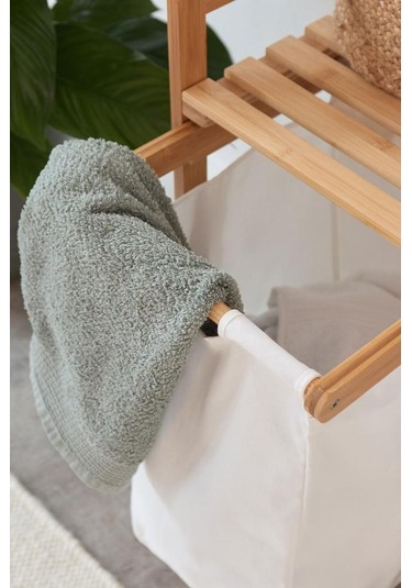 Digithome Bambu 2 Bölmeli Kirli Sepetli Çamaşır Sepeti Raflı Banyo Düzenleyici Db-0007 Ahşap