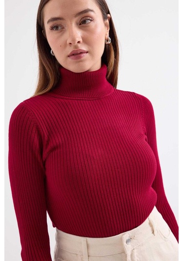 Gabria Fitilli Balıkçı Yaka Kazak Bordo