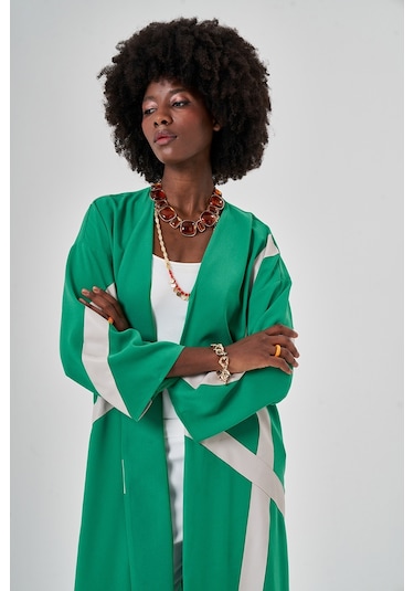 Mizalle Şeritli Renkli Kimono Çok Renkli