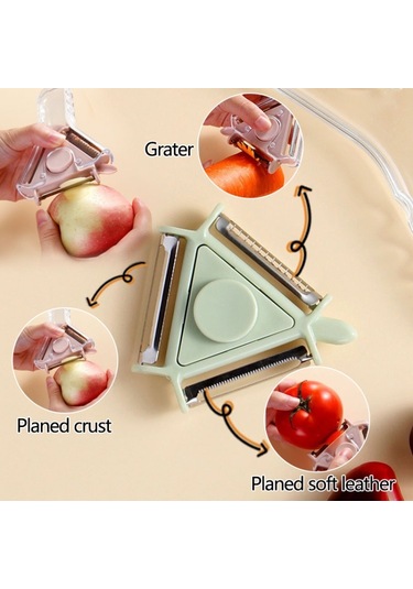2 Pcs 3 İn 1 Peeler Vegetable And Fruit Peeler Blue Mavi