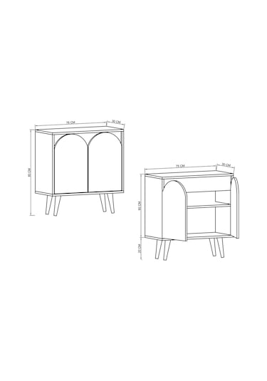 Venezia Ahşap Ayaklı Bohem Konsol-çok Amaçlı Dolap-vitrin Safir Meşe-beyaz 76 Cm