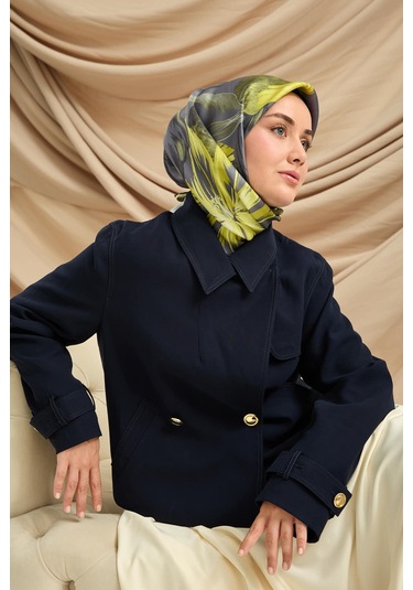 Silk Home Twill İpek Eşarp 11480-82 Füme, Asit, Butter Yellow, Koyu Yeşil