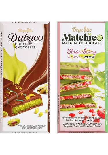 Beyoğlu Dubaco Çıtır Kadayıflı 95 Gr Ve Matcha Çikolata 95 Gr 2 Li Paket