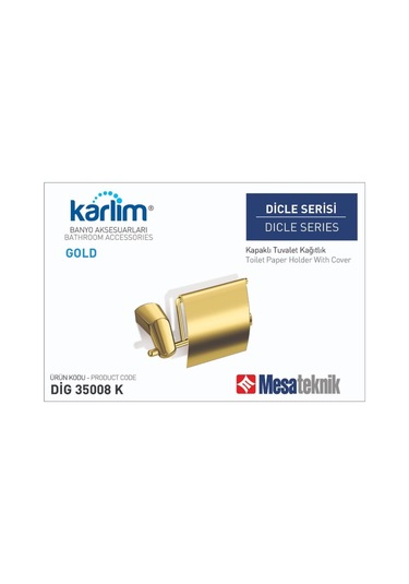 Boheme Karlim Dicle Serisi Kapaklı Tuvalet Kağıtlığı Gold