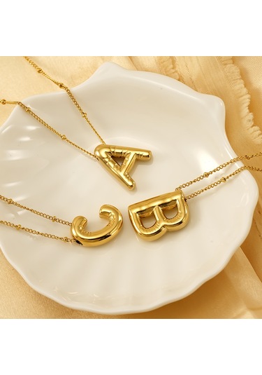 Relaxed Parlak Mektup Kolye Tombul Avrupa Ve Amerikan Modası Basit Köprücük Kemiği Zinciri-l Altın