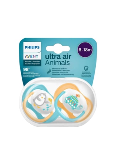 Philips Avent Ultra Air Animals Emzik 2'li  6 - 18 Ay Sarı - Mavi