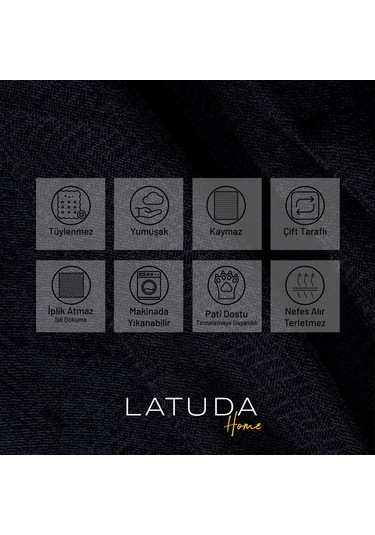 Jakarlı Şönil Koltuk Örtüsü Çekyat Örtüsü Koltuk Şalı 110x175 2 Ad. Kaymaz Antrasit Antrasit