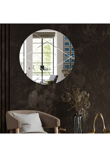 Ayna | Düz Ayna | Baklava Kanallı | Çap60Cm Şeffaf