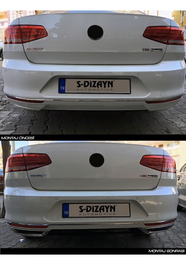 S-Dizayn Vw Passat B8 Krom Egzoz Görünümü Difüzör R Line Still 2