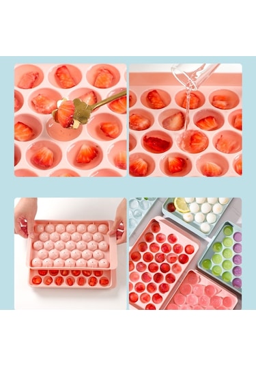 33 Izgara Yuvarlak Buz Hokey Kalıbı Kapaklı Buz Kutusu Küçük Mermer Buz Tepsisi, Rastgele Renk Dağıtım, Size:small Blue Diğer