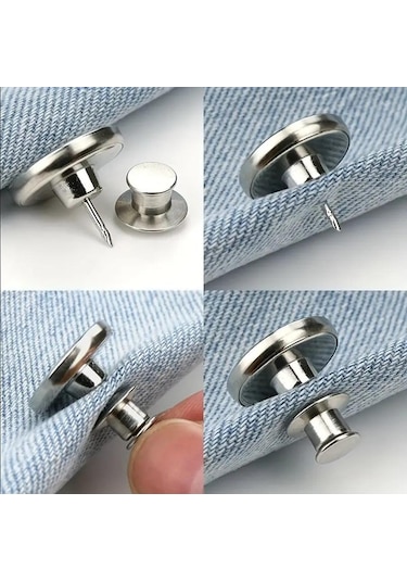 5 Adet Çıtçıt Metal Düğmeler Kot Bel Düğmeleri Mükemmel Uyum Ayarlamak Kendinden Serbest Tırnak Büküm Hiçbir Dikiş Dikiş Düğmeleri Toptan 5 Pcs Silver