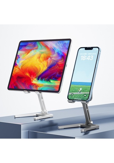 Cbtx Alüminyum Alaşımlı Masaüstü Tablet Standı Açısı Ayarlanabilir Katlanır Cep Telefonu Tutucu Braketi - Gümüş
