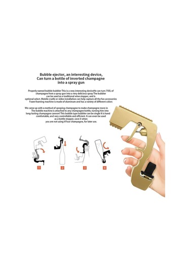 Plastik Metal Kabarcıklı Blaster Şampanya Şişesi Fışkırtma Tabancası Siyah