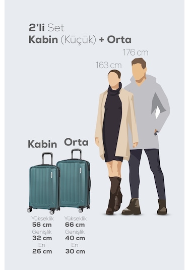 Spring Model Haki Renk 2'li Valiz Seti Kabin + Orta Haki