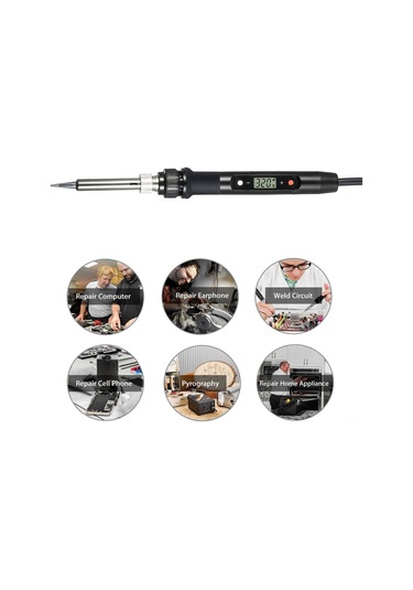 Xindoker 80w Lcd Ekranlı Sıcaklık Ayarlı Elektrikli Lem Keçisi - 180-480 C Aralığı, Avrupa Standartı 220v , Siyah