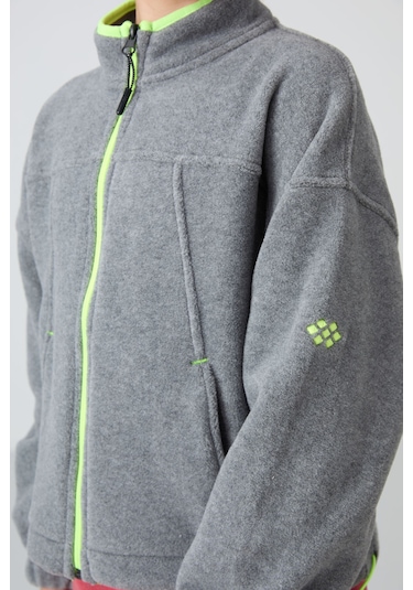 Tommy Life Gri Melanj Kalın Yumuşak Dokulu Standart Fit Nakışlı Polar Kız Çocuk Sweatshirt - 75157 Gri Melanj