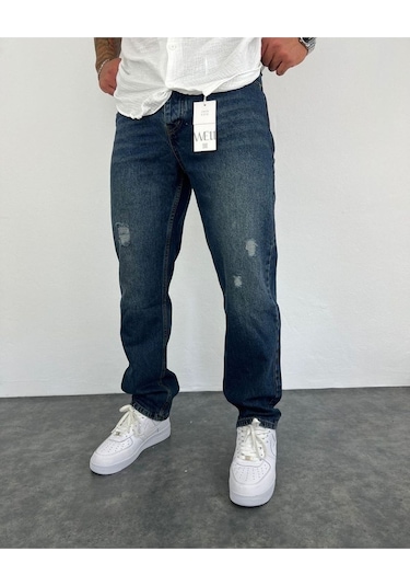 Baggy Rahat Kalıp Bol Paça Erkek Kot Pantolon Yeşil