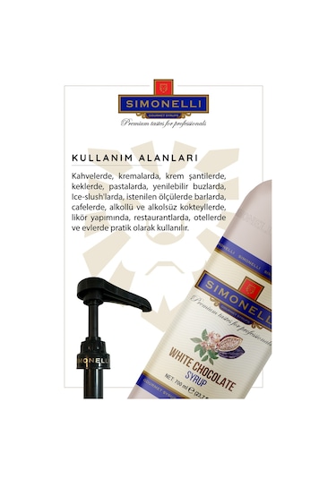 Simonelli Beyaz Çi̇kolata Kahve Şurubu 700 ML + Pompa