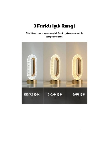 Alfa Gold 3 Renk Modu Kristal Elektrikli Yılbaşı Masa Ve Gece Lam