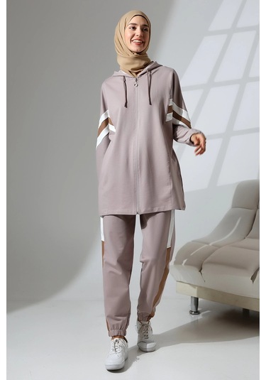 Kadın Mevsimlik Penye Alt Üst Spor Ve Rahat Ikili Tunik Pantolon Şık Tesettür Takım Taş