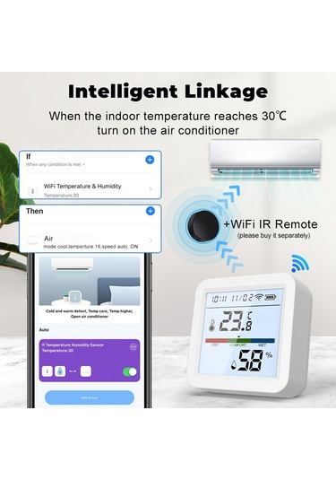 Tuya Wifi Bt Çift Modlu Sıcaklık Nem Test Cihazı Lcd Çok Renkli