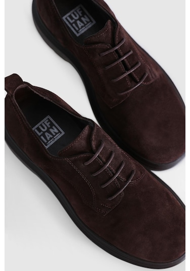 Lufian Bruce Kahverengi Süet Erkek Hakiki Deri Deve Tüyü Ayakkabı Kahverengi