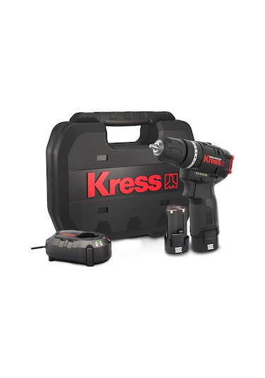 Kress KUC12 12V/2.0Ah Li-İon Çift Akülü Kömürsüz Profesyonel Şarjlı Darbeli Matkap