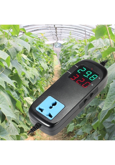 Skycity Mh2000 Sıcaklık Kontrol Cihazı -40 C/+120 C 0.1 C Hassasiyetli 10a 90-250v Led Ekranlı Soketli Tarım Bahçe Akvaryum Isıtıcı Soğutucu Kontrolü