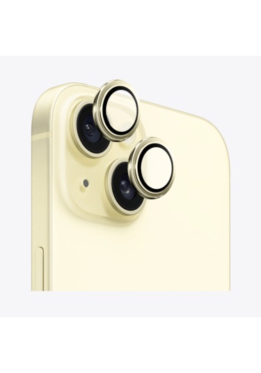Safeus Safir Temperli Kamera Lens Koruyucu Apple Uyumlu iPhone 15 Plus Ve İle Sarı