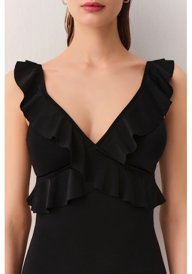 Suwen Fırfırlı Mayo Sbn25250012 Siyah