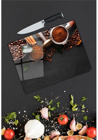 Kahve Çekirdekleri Cam Kesme Tahtası 25 X 35 Cm-9060912873353kcbmtfk