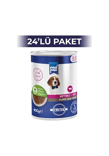 Paw Paw Jelly Biftekli Yavru Köpek Konservesi 400 Gr 24 Adet