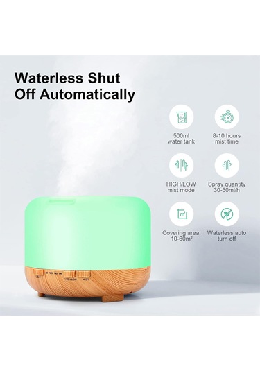 Uçucu Yağ Difüzör Aromaterapi Nemlendirici: 500ml Tahıl Ultrasonik Aroma Hava Hava Buharlaştırıcı Büyük Oda Sessiz Sis Nemlendiriciler Küçük Bebek Yatak Odası Evi, Sarı, Difüzör-sarı