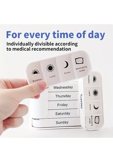 Oldfriend Renkli Vanyarlıfe 7 Günlük Büyük Kapasiteli Taşınabilir Hap Organizatörü Günlük Bölmeli Renkli