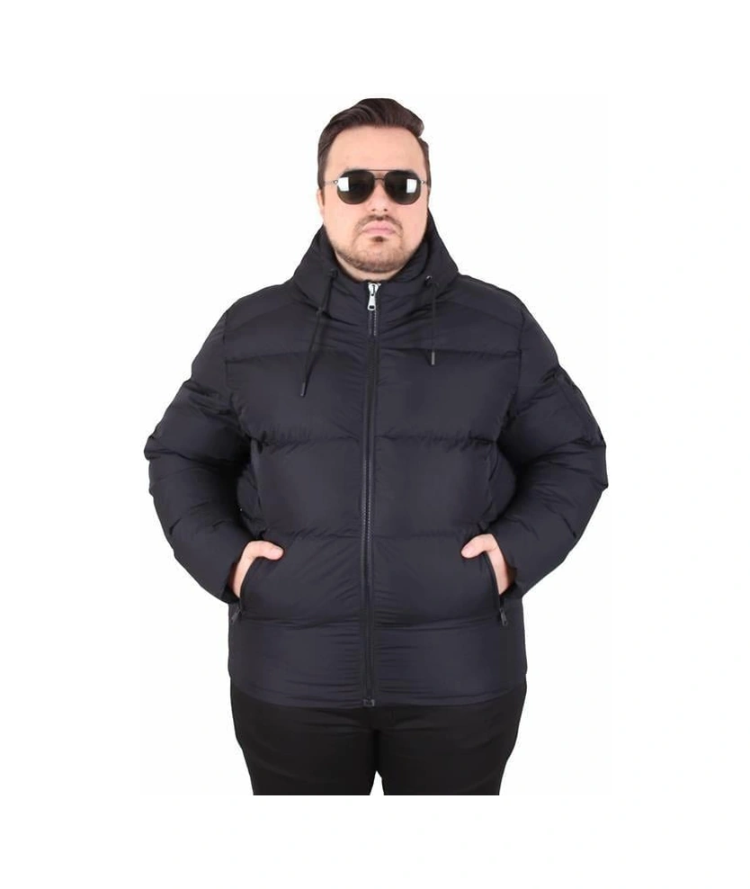 Starbattal Erkek Büyük Beden Kapüşonlu Mont Lusso 2505 Sıyah Siyah