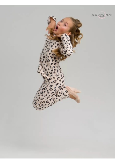 Sovalina Çocuk Pijama Takımı, Pantolonlu Ve Uzun Kollu Pamuklu 249970130 Tozlu Pembe