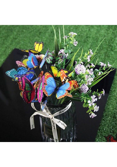 Yunboo 12cm Pvc Simülasyon Kelebekler, Bahçe Ve Bitki Süsleri, Rüzgarla Hareket Eden, 100 Adet, Renk Rastgele, Dayanıklı Ve Su Geçirmez