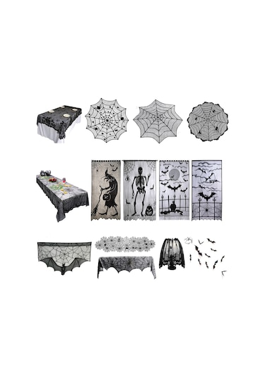 Maiyame Karanlık Öpük Desenli Halloween Dekorasyonu - 46x244 Cm Poliester Perde/masa Örtüsü, Korkunç Parti Ambiyansı İçin Esnek Ve Yıkama Kolay