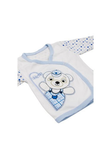 5 Parça Hastane Çıkışı Erkek Bebek Giyim Mavi Panda Mavi
