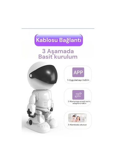 Otomatik Izleme Akıllı Robot Izleme Kamerası Kablosuz Wifi Ev Uza