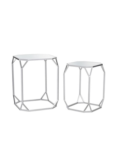 Saten Krom Kaplama Zigon Sehpa Seti