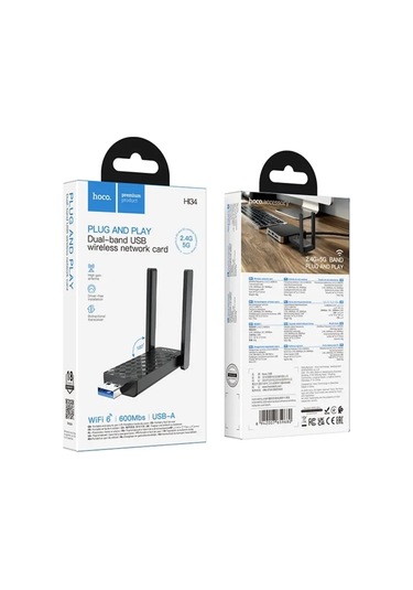 Hoco Hı34 Wifi 6 Usb Adaptör 2.4g Ve 5g Çift Bant Antenli