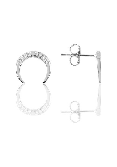 Gümüş Zirkon Taşlı Hilal Modeli Küpe N11.55192