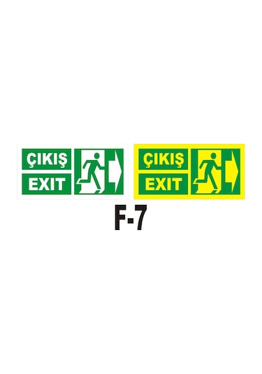 Fosforlu & Düz Levha Çıkış Exıt Yönlendirme Sağ Ok Koşan Adam
