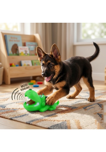Köpek Oyuncağı Vinil Sesli Köpek Sesli Eğlenceli Yeşil Dog