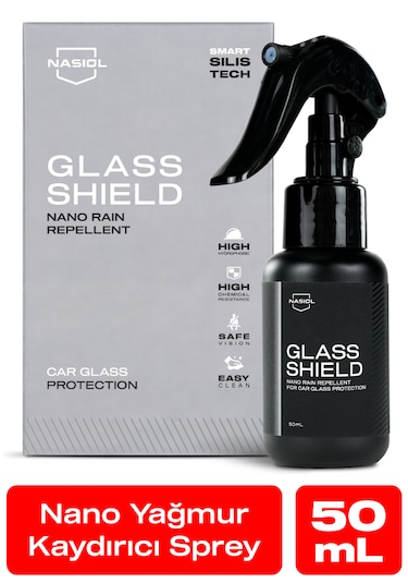 Nasiol Glasshield Nano Yağmur Kaydırıcı Cam Yüzey Seramik Kaplama 2 Yıl Dayanım Su İtici Spreyi 50 ML