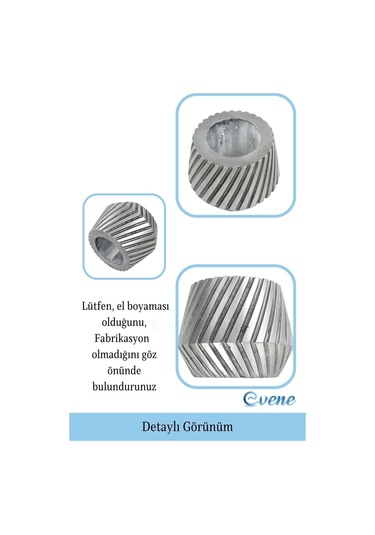Saksı Çiçek Kaktüs Saksısı Lüx 13 Cm Mekanik Dişli Desen Saksı Çiçeklik - Gümüş Eskitme