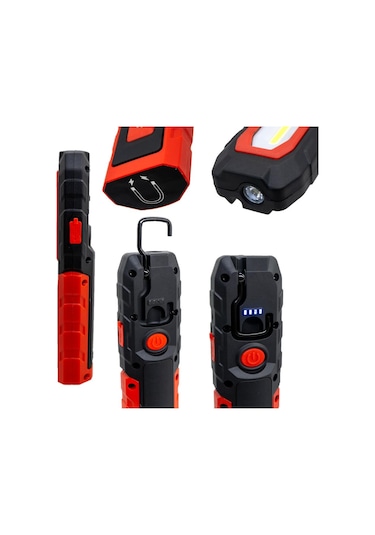İzeltaş Cob Led Şarjlı Orta Boy Çalışma Lambası 400 Lm Kırmızı - Siyah