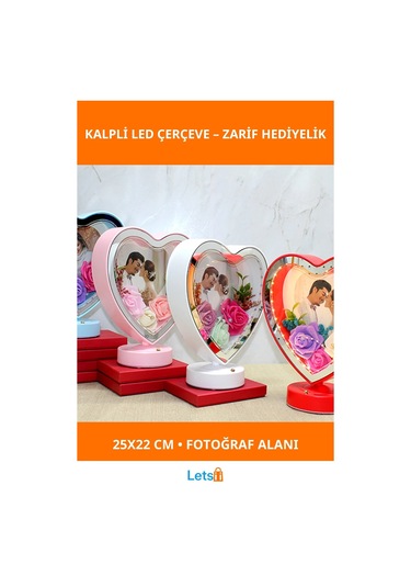 Kişiye Özel Kalpli Led Fotoğraf Çerçevesi 25x22 Cm